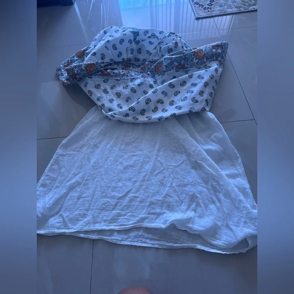 Vintage mossimo supply co hippie babydoll white blue patterned dress summer L - Picture 10 of 11